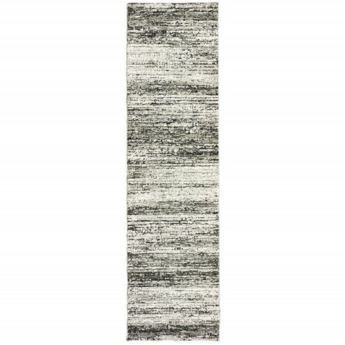2' X 8' Gold And Slate Abstract Runner Rug